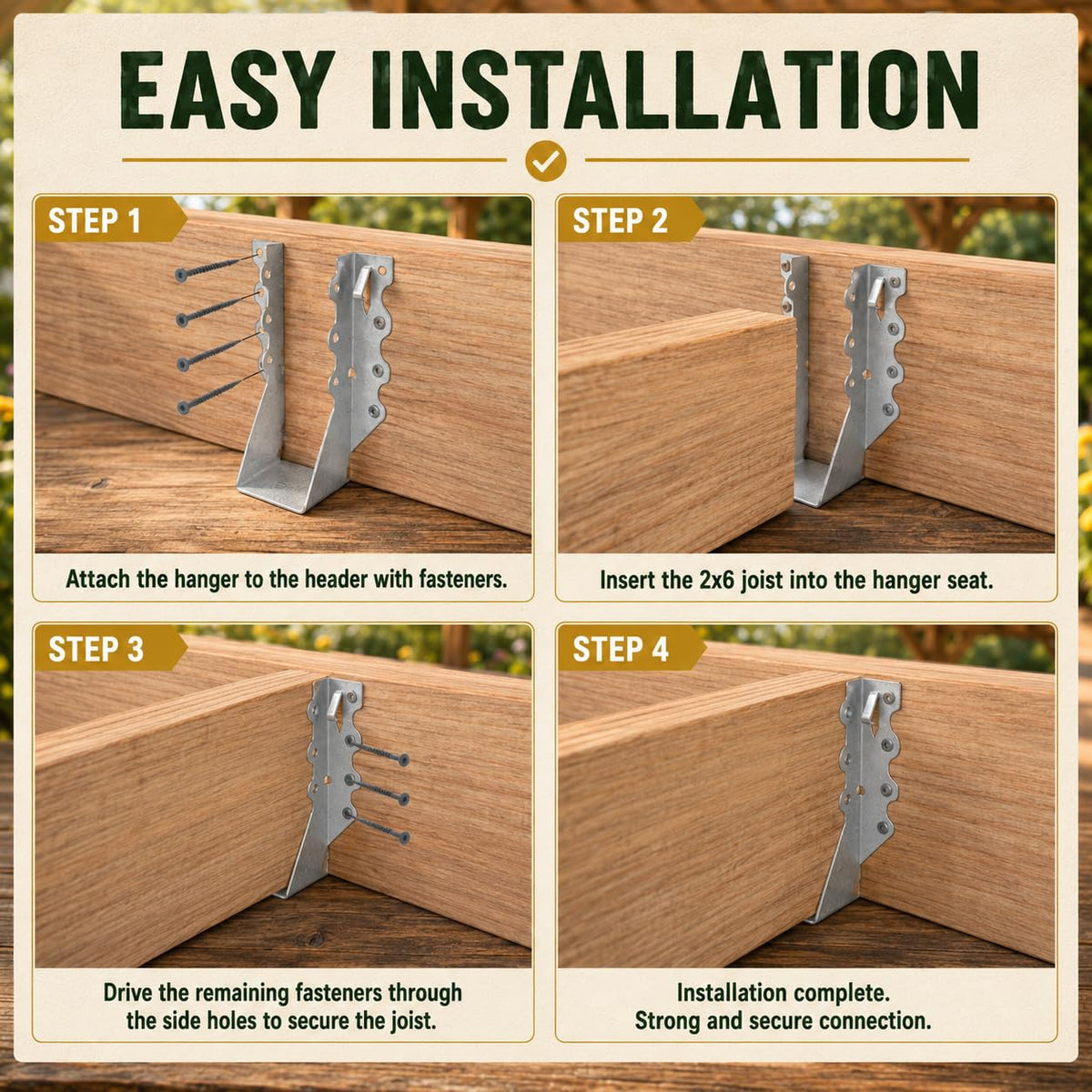 (20 Pack) 2" X 6" Joist Hanger 18 Gauge Double Shear Face Mount Joist Hangers for Wood, Floor Deck and Ceililng Joists