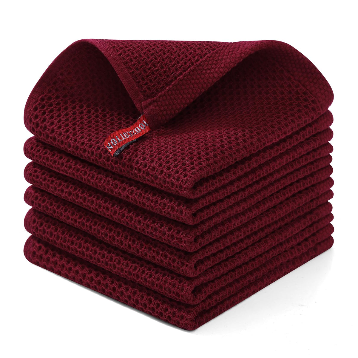 Homaxy 100% Cotton Waffle Weave Kitchen Dish Cloths, Ultra Soft Absorbent Quick Drying Dish Towels, 12 x 12 Inches — 12 x 12 - 12 Pack — 12 X 12 - 6 Pack