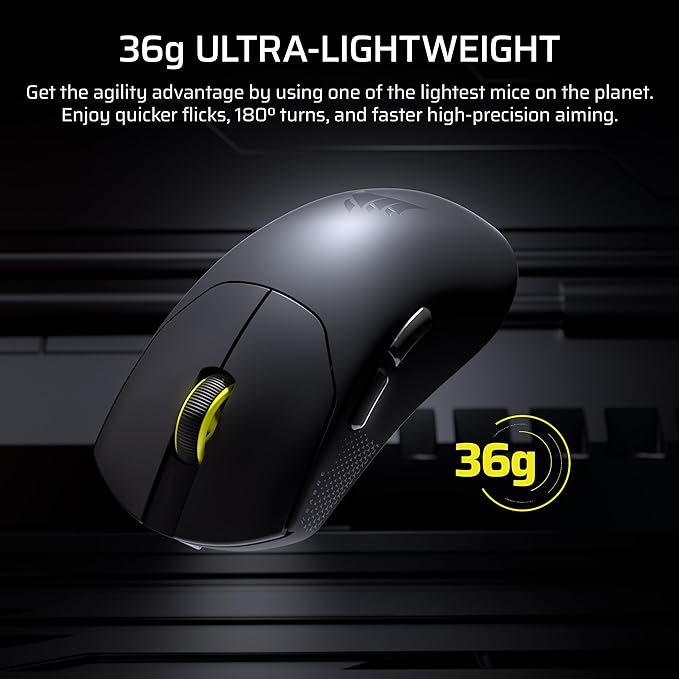 Corsair Sabre v2 PRO Ultralight FPS Wireless Gaming Mouse – 33,000 DPI, 36g Weight, 8,000Hz Hyper-Polling, Mechanical Switches, Up to 70-Hour Wireless Battery Life, Web Hub – White