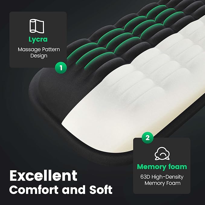MEKASS Keyboard Wrist Rest for 60% Compact Keyboard, Ergonomic Soft Memory Foam Wrist Support with Non-Slip Silicone Base, Keyboard Pad Relieve Wrist Pain from Laptop, Computer, Typing(Classic Black)