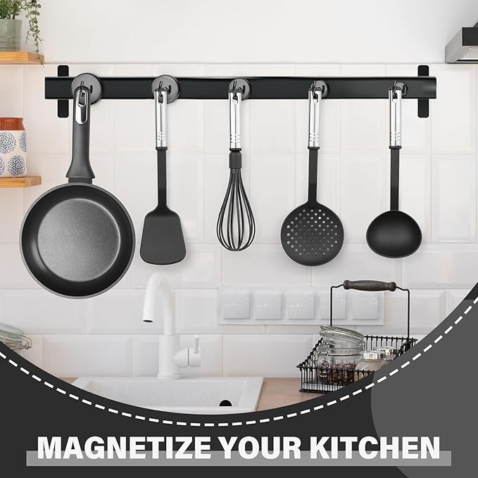 Black Magnetic Hooks, 85lbs Magnet Hooks for Hanging Mugs, Magnetic Key Holder for Fridge, Magnets for Classroom, Grill, Camper Accessories, Beach Vacation Essentials, Office Supplies, 8 Pack