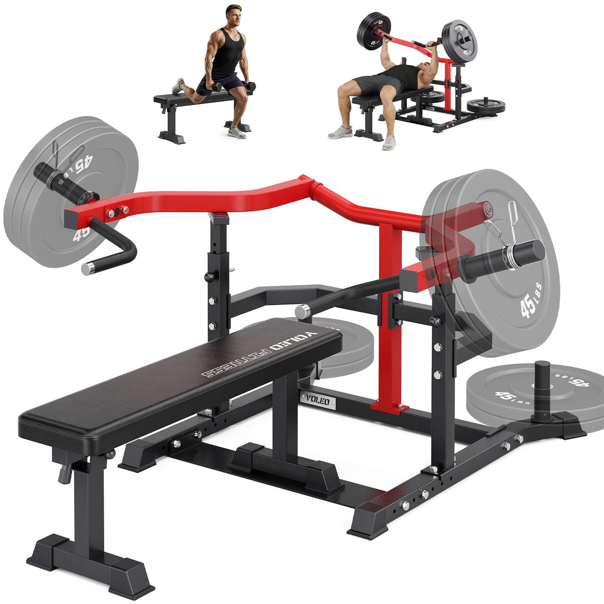 YOLEO Chest Press Machine, 1100LBS Bench Press Machine with Separate Press Station & Adjustable Weight Bench, Independent Converging Arms