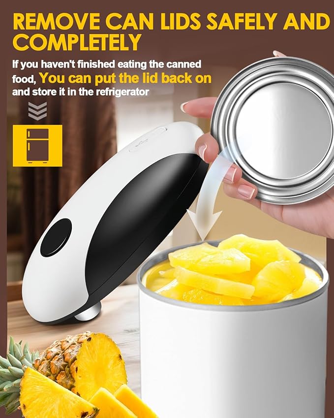 Rechargeable Automatic Can Opener, One-Touch Electric Can Opener with Smooth Edge, Hands-Free Can Opener for Seniors & Arthritis