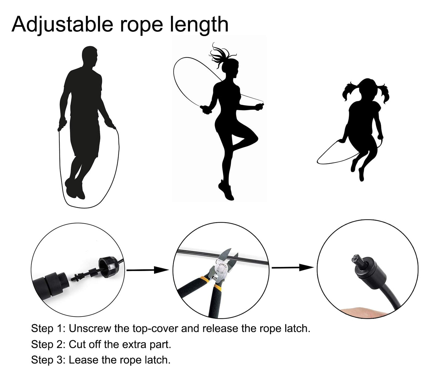 BOOMIBOO Jump Rope, Adjustable Jump Ropes,Skipping Rope Tangle-Free Rapid Speed with Ball Bearings for Women Men Kids,Exercise & Slim Body Jumprope at Home School Gym