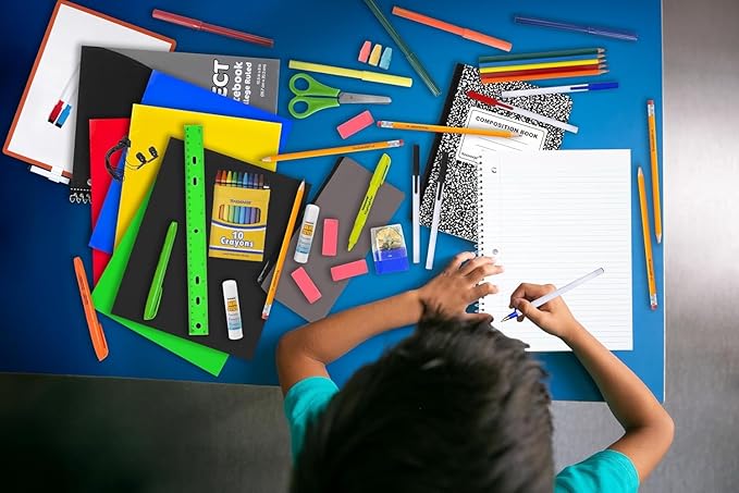 Trail maker Back to School Supplies 60 Piece Bundle Kit for Girls, Boys, Kids, Back to School Supply Box Set Includes Notebooks, Folders, Composition Book, Headphones, Ruler, and More