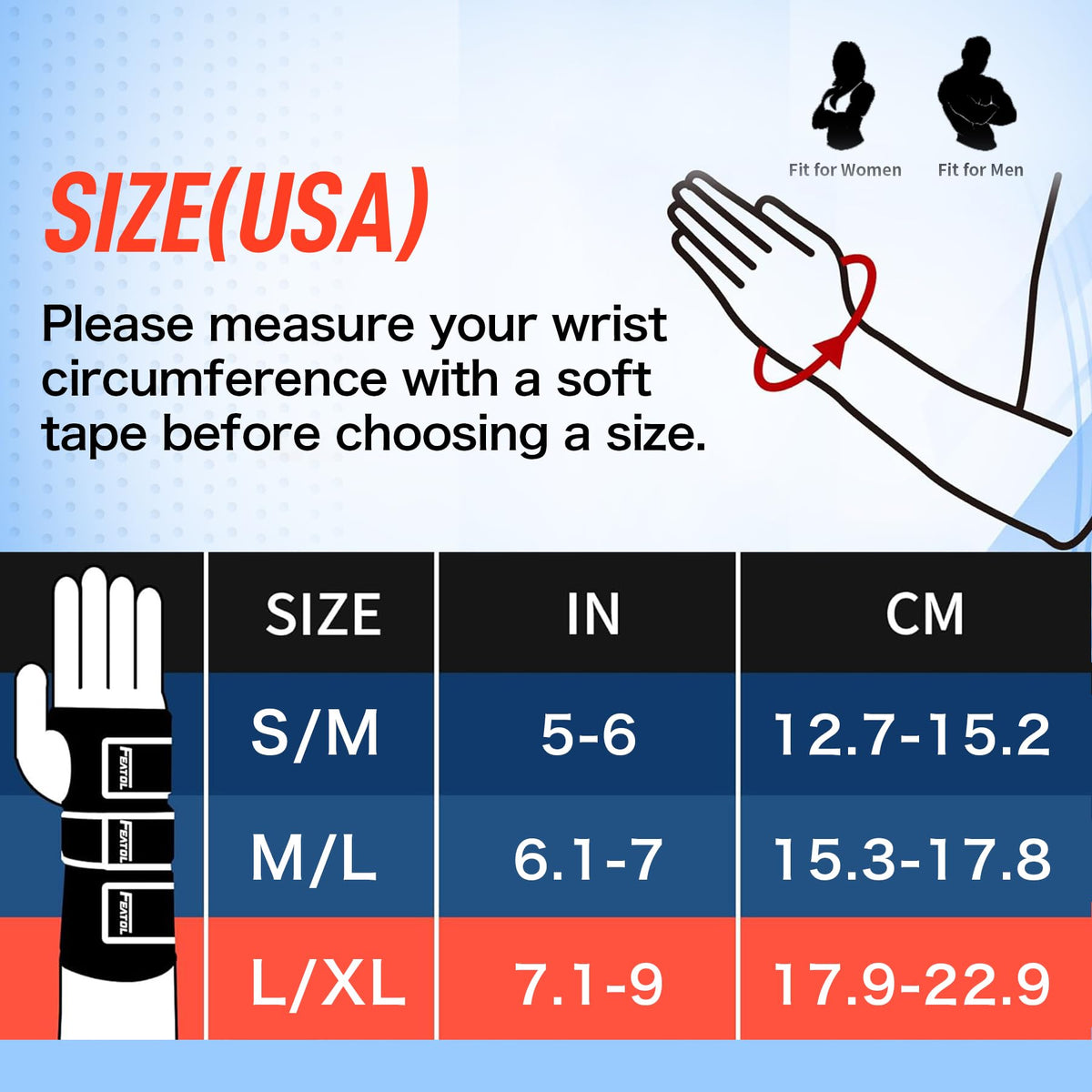 FEATOL Carpal Tunnel Wrist Brace Night Support, Thumb Spica Splint Left Hand for De Quervains Tenosynovitis, Tendonitis, Thumb Brace for Women Men, Black Blue, Medium/Large