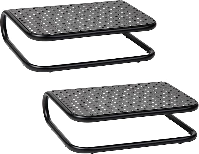 Mind Reader Monitor Stand, Ventilated Laptop Riser, Desktop Organizer, Metal, 14.25" L x 11" W x 4.25" H, Black | (Pack of 8)