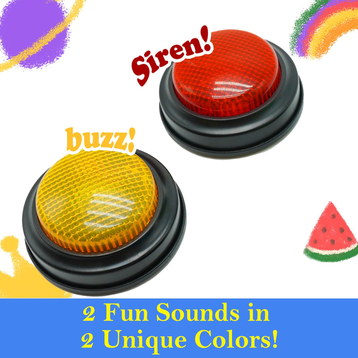 Gelabur 2-Pack Buzzers for Trivia Games, Answer Buzzers for Classroom, Family Feud Jeopardy Buzzer, Game Buzzers with Lights and Sound for Classroom