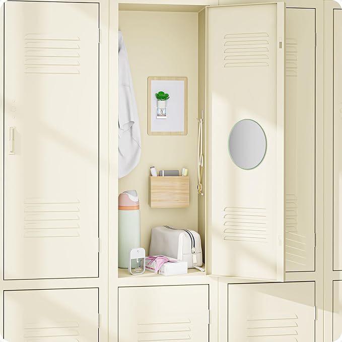 U Brands Magnetic Locker Garden Accessory and Decorating Kit, Back to School Essentials, Boho/Sage, 5 Piece, Mirror, Cup, and More