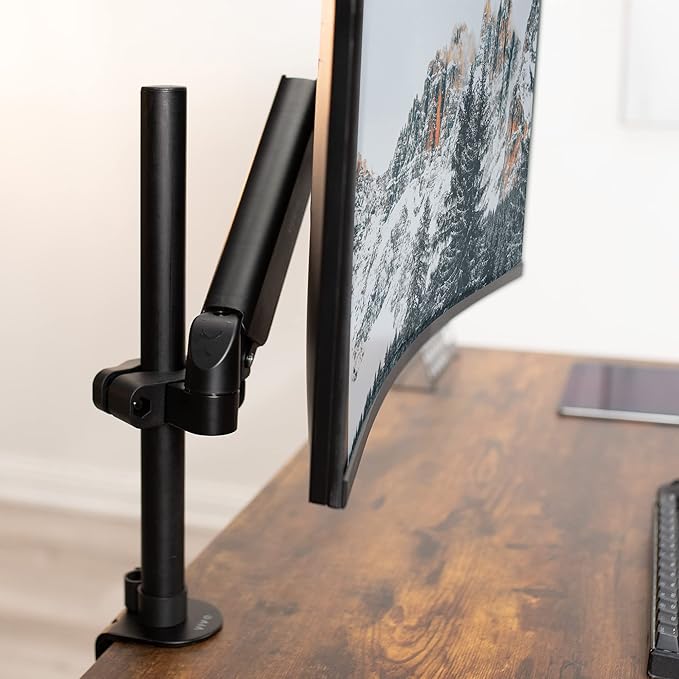 VIVO Universal Full Motion Pneumatic Pole Mount Arm for 17 to 32 inch Monitor Screen, 75mm and 100mm VESA Plate, Black, MOUNT-POLE05A