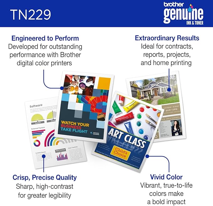 Brother Genuine TN229C Cyan Standard Yield Printer Toner Cartridge - Print up to 1,200 Pages(1)