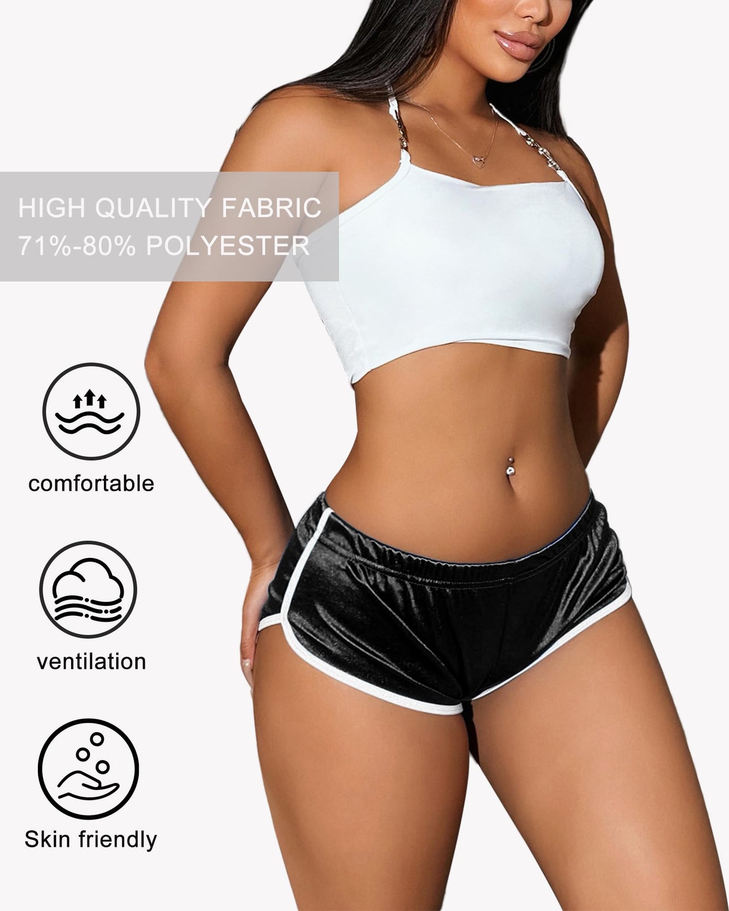Hot Pants Shorts Booty Shorts Sports High Cut Yoga Gym Running Slimming Fitness Activewear Butt Lifting Rave Bottoms (US, Alpha, Small, Regular, Regular, Black)