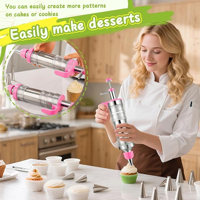 NOVANO Dessert Decorating Syringe Set, Frosting Piping Kit