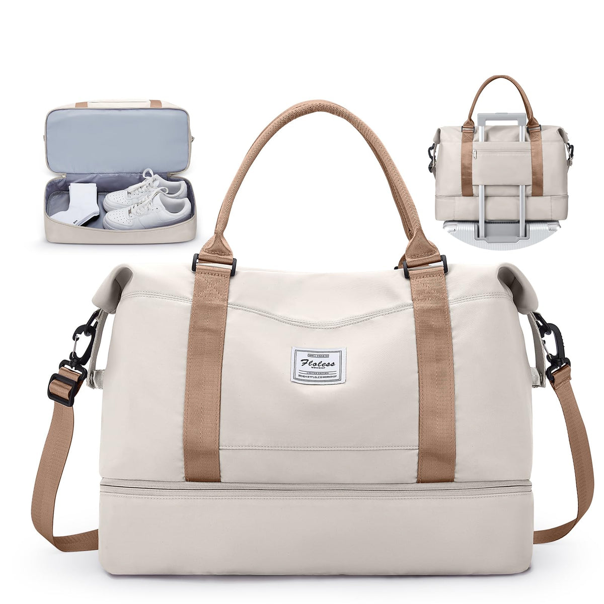 Travel Duffel Bag with Shoes Compartment, Weekender Bags for Women