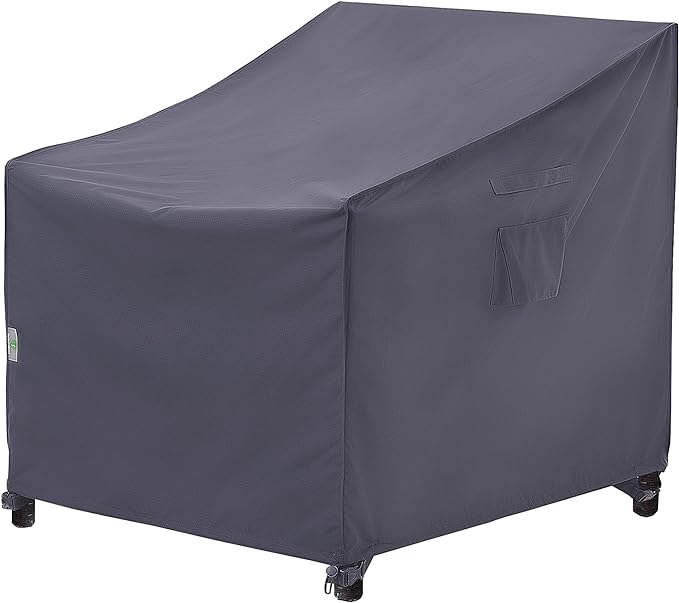 F&J Outdoors Patio Chair Covers, Heavy Duty Waterproof UV Resistant Outdoor Large Deep Seat Lounge Chair Club Chair Cover, Grey, 40" W x 40" D x 36" H