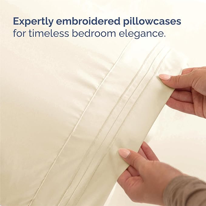 King Size 4 Piece Sheet Set - Comfy Breathable & Cooling Sheets - Hotel Luxury Bed Sheets for Women, Men, Kids & Teens - Deep Pockets, Easy-Fit, Wrinkle Free Sheets - Off White Oeko-Tex Bed Sheet Set