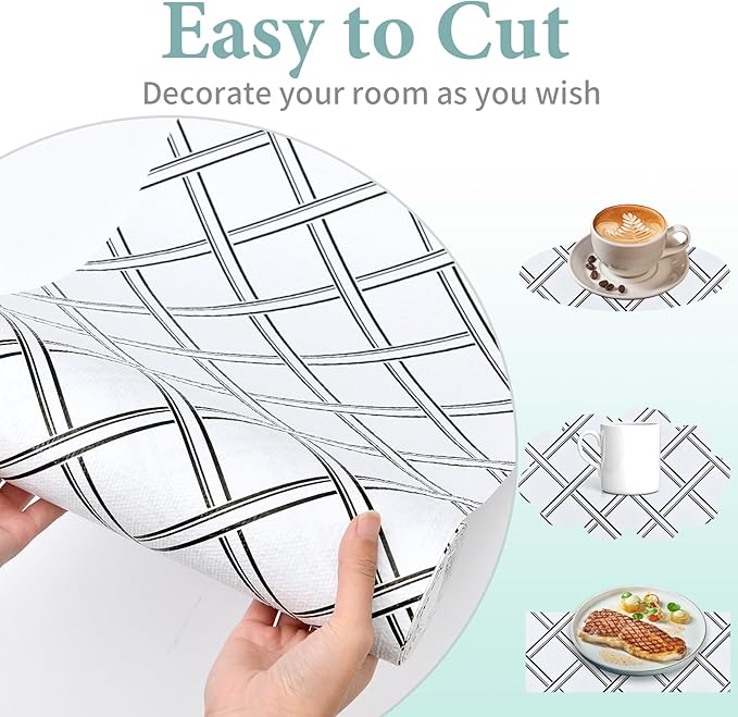 Drawer and Shelf Liner for Kitchen Cabinet: 12 in X 20 Ft Non Slip Waterproof Shelf Paper Non Adhesive Refrigerator Liners Black and White Squares Easy Liners for Bathroom