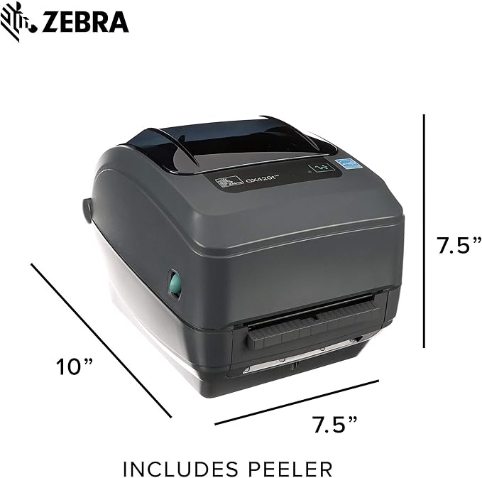 Zebra - GX420t Thermal Transfer Desktop Printer for Labels, Receipts, Barcodes, Tags - Print Width of 4 in - USB, Serial, and Ethernet Port Connectivity (Includes Peeler) - GX42-102411-000 (Renewed)