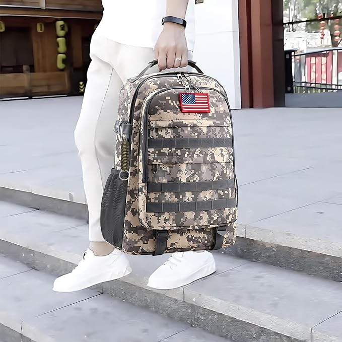 School Backpack for Boys - Camo Boys Backpack for Kids Teens Elementary Middle School - 18″ Camouflage Bookbag with Usb Charging Port & Key-chain