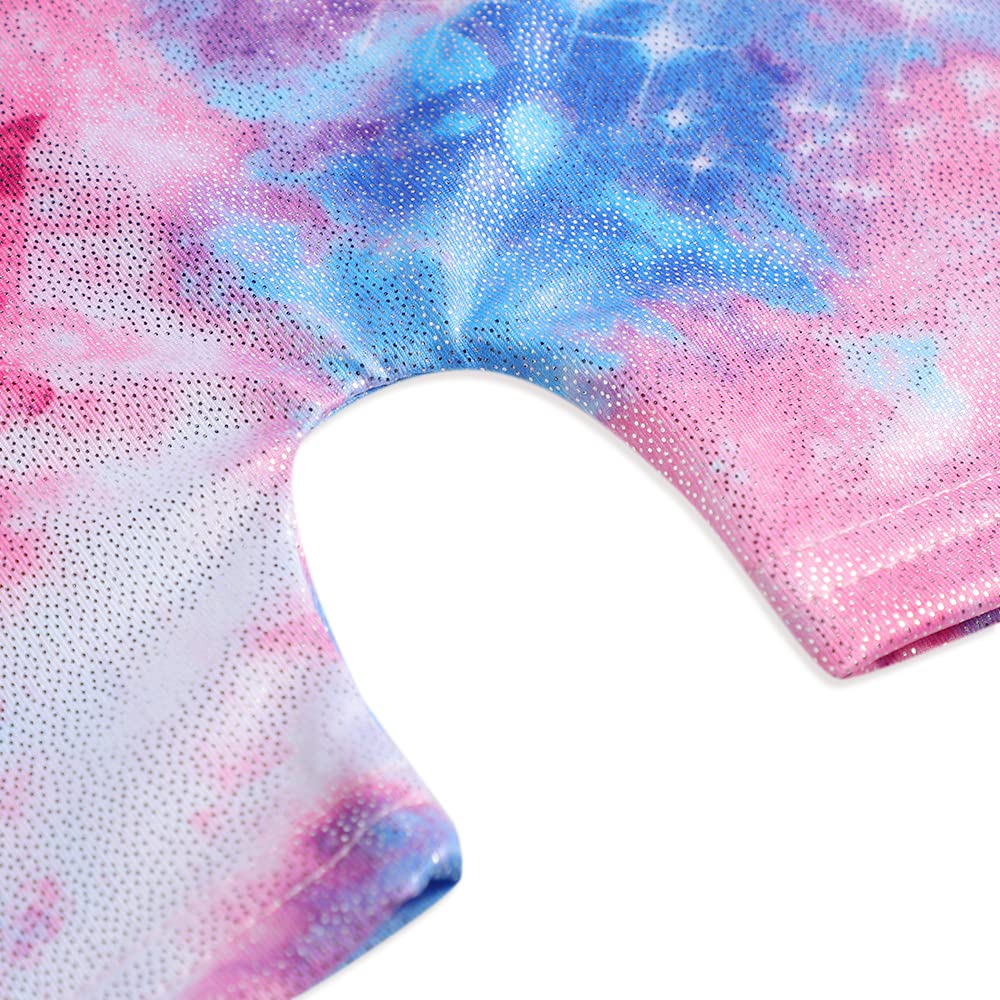 Belovance Leotards for Girls Gymnastics Unicorn Athletic Dance Wear Shiny Rainbow Blue Hotpink (Butterfly Hotpink, 6-7 Years)