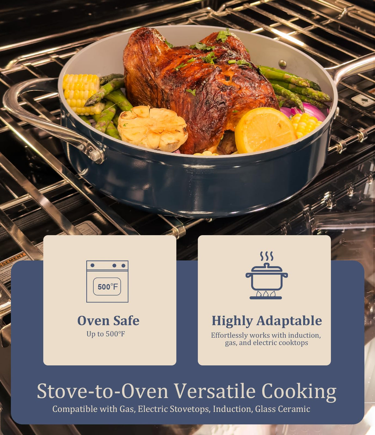CookinCraze Premium G7 Ceramic Cookware Set, 8-Piece Nonstick Pots and Pans