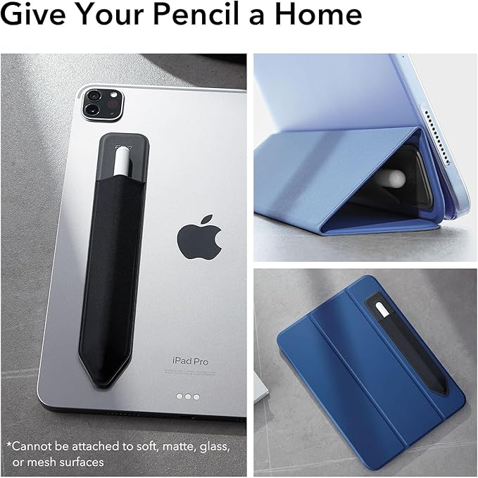 ESR Pencil Case Holder Compatible with The Pencil (Pro and 1st and 2nd Gen), Elastic Pocket for Stylus Pen [Pencil Protected and Safe] Pouch Adhesive Sleeve Attached to Case for Pencil, Black