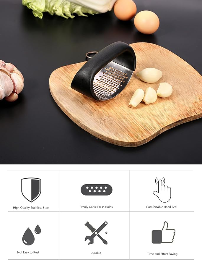 Zemcxney Garlic Press Rocker - Stainless Steel Garlic Mincer and Crusher