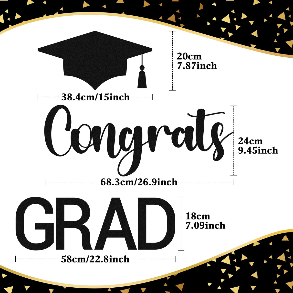 Epakh 2026 Graduation Party Decal Sign for Backdrop Letters Peel and Stick Graduation Sticker for Balloon Arch Decorations Party Sign Wall Decor(Black)