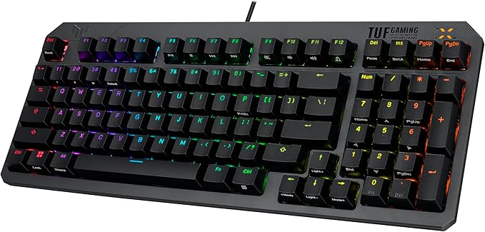 ASUS TUF Gaming K3 Gen II Wired USB Gaming Keyboard – 97-Key Compact Layout, Optical-Mechanical Red (Linear) Switches, PBT Keycaps, Detachable Top Plate, IP57 Waterproofing, PC/Mac Support - Black