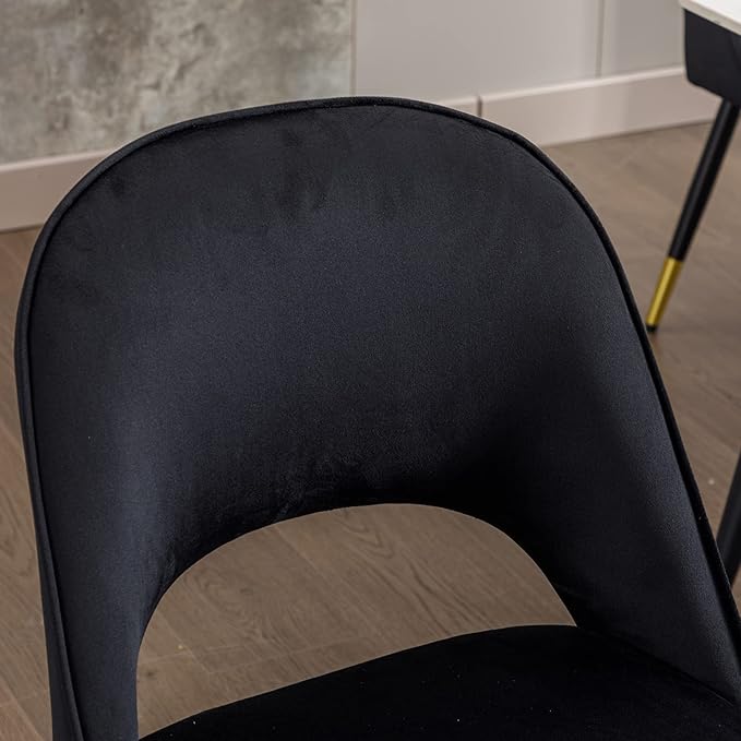 DUOMAY Modern Dining Chair Set of 4 with Open Back, Velvet Upholstered Armless Chair with Metal Frame Side Chair for Kitchen Dining Room Living Room, Black