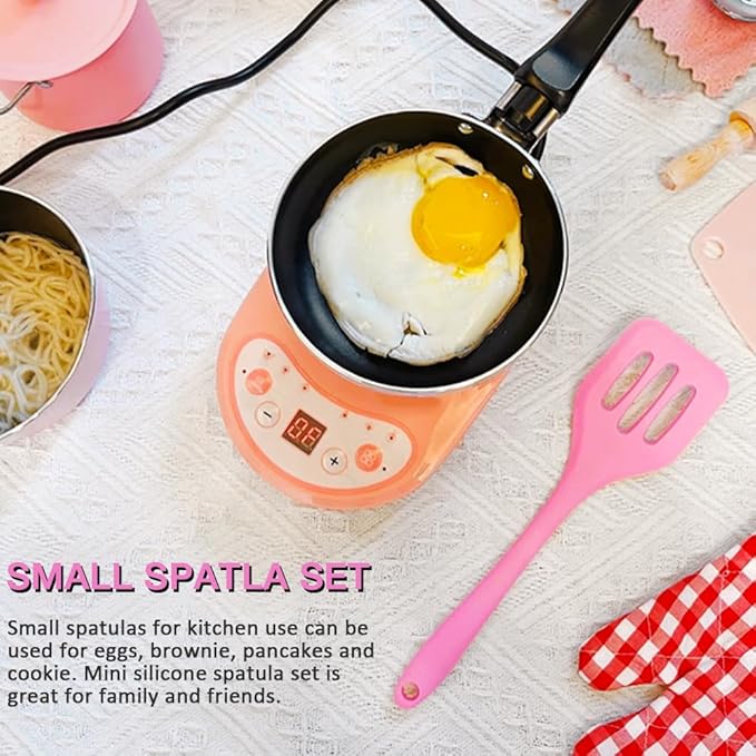 Pharamat 5 Pcs Small Silicone Spatula, Mini Slotted Turner for Egg, Pancake