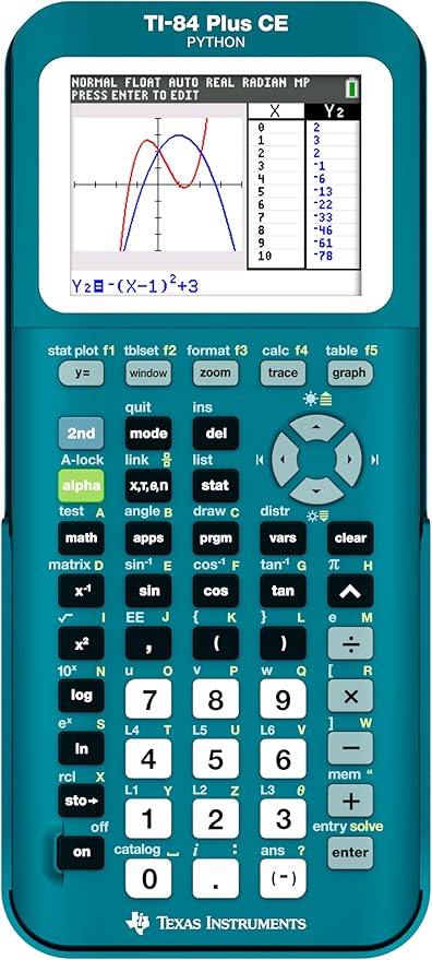 TI-84 Plus CE Graphing Calculator, Trinomial Teal