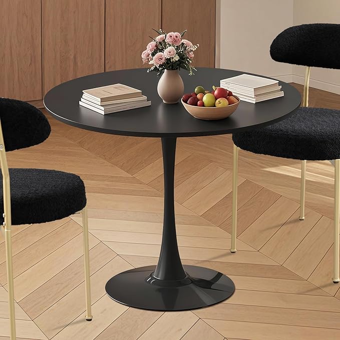 SoarFlash Kitchen Table and Chairs for 2, 24" Dining Table Set for 2 with Boucle Upholstered Chairs, 3 Piece Round Kitchen Table Set, Dining Room Table Set for Small Space, Apartment