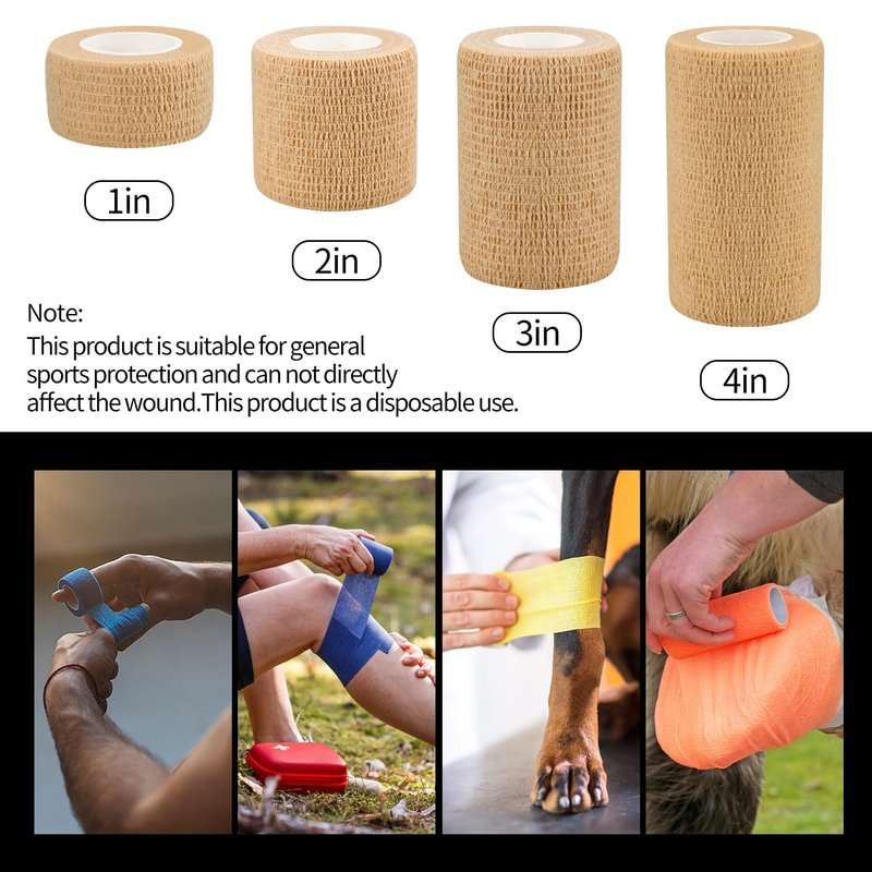 2" Self Adhesive Bandage Wraps, 6pcs Vet Wraps, Orange, 5 Yard Self Adherent Wraps for Sports, Wrist, Ankle and Swelling