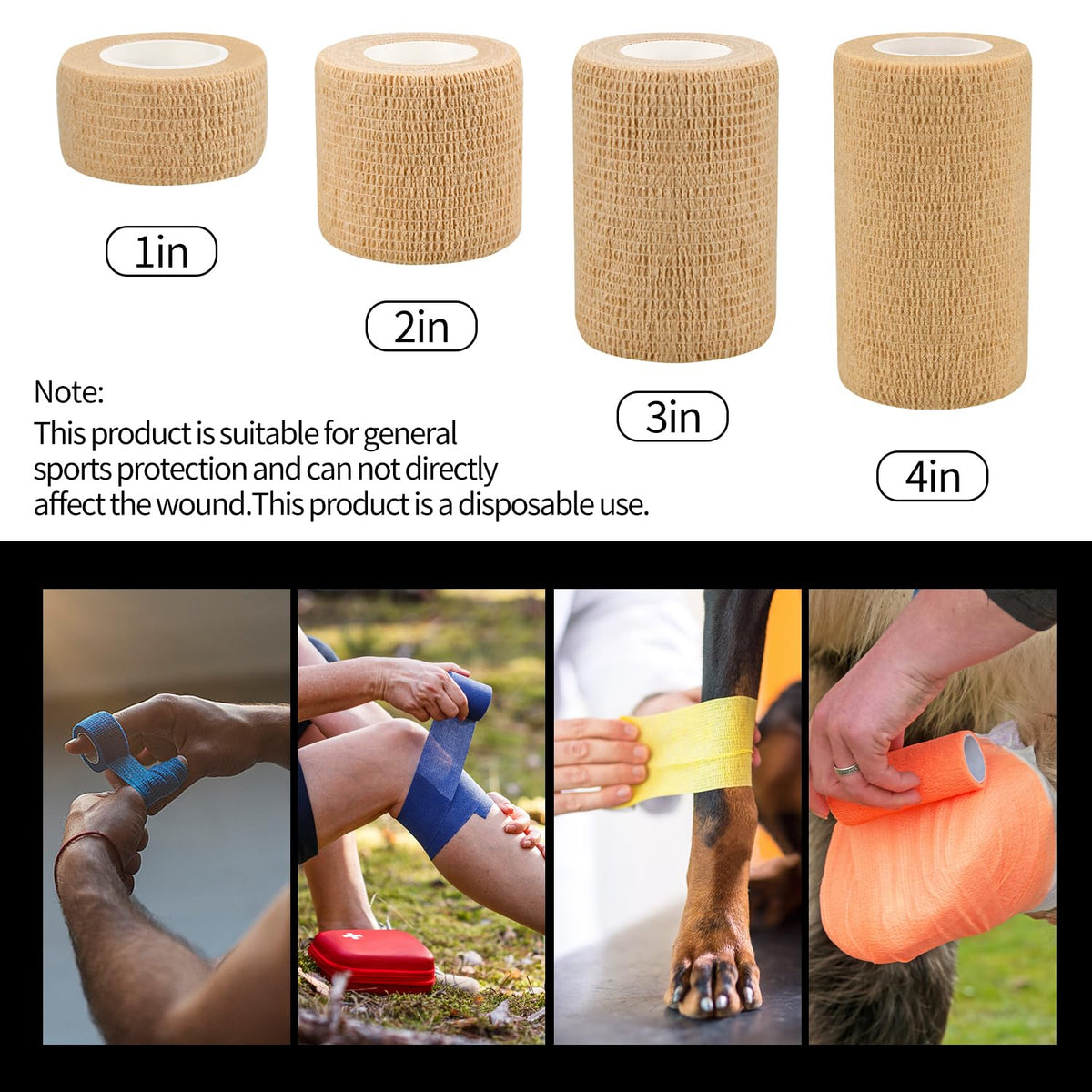 2" Self Adhesive Bandage Wraps, 6pcs Vet Wraps, Blue, 5 Yard Self Adherent Wraps for Sports, Wrist, Ankle and Swelling