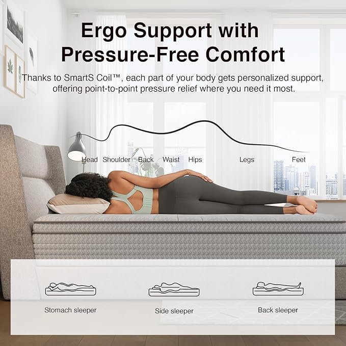 Novilla 12 Inch Queen Mattress, Hybrid Queen Mattresses in a Box with Smarts™ Coil Pocket Spring for Pressure Relief, Medium Firm Colchones with Comfort Foam, CertiPUR-US Certified
