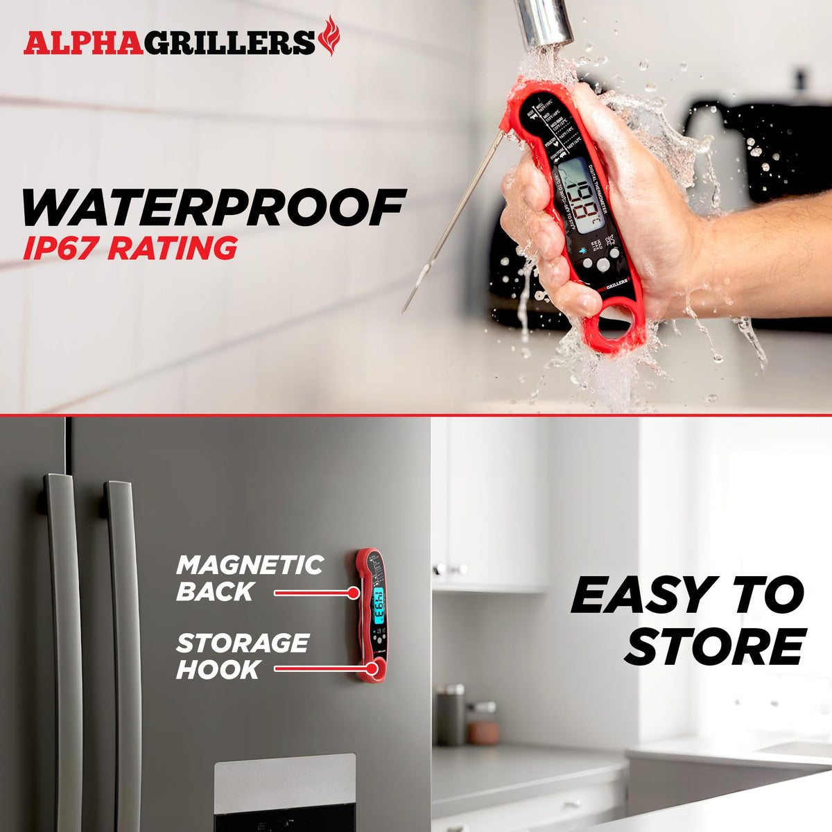 Alpha Grillers Instant Read Meat Thermometer Digital, Cooking, Food, Grill
