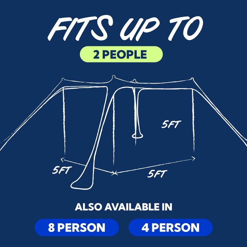 SUN NINJA Beach Tent Shelter with UPF50+ Protection, Includes Sand Shovel, Ground Pegs, Stability Poles, Outdoor Pop Up Shade Canopy for Camping, Fishing, Backyard Fun (Royal Blue, 5x5 FT 4 Pole)