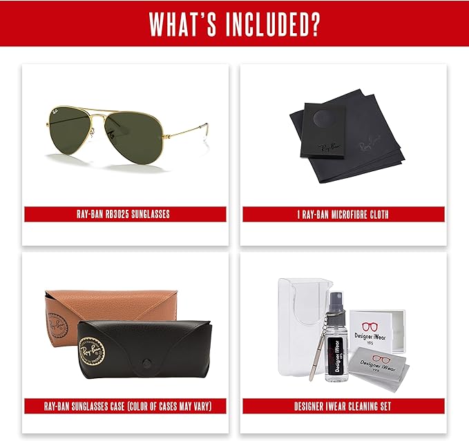 Ray-Ban RB3025 Metal Aviator Sunglasses For Men For Women +BUNDLE with ACCESSORY EYEWEAR KIT