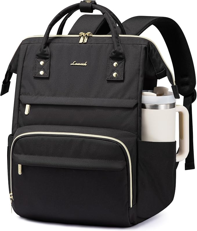 LOVEVOOK Laptop Backpack for Women with Giant Tumbler Holder Pocket, 15.6 Inch Work Daypack for Teacher Nurse, Computer College Bookbag Purse, Waterproof Travel Back Pack with USB Charging Port