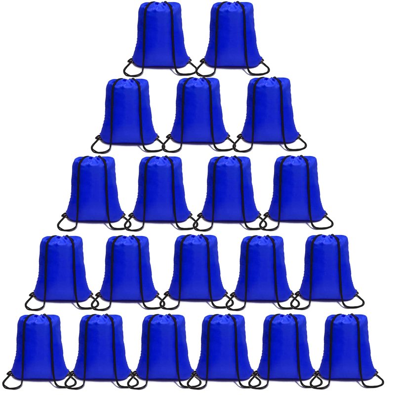 CAIHONG 100 Pack Drawstring Backpack Royal Blue Bulk Drawstring Bags Nylon String Backpack Gym Cinch Sack Backpack Sport Bag Draw String Party Bags
