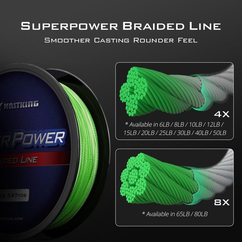 KastKing Superpower Braided Fishing Line, Grass Camo, 80 LB, 300+27 Yds(8 Strands)