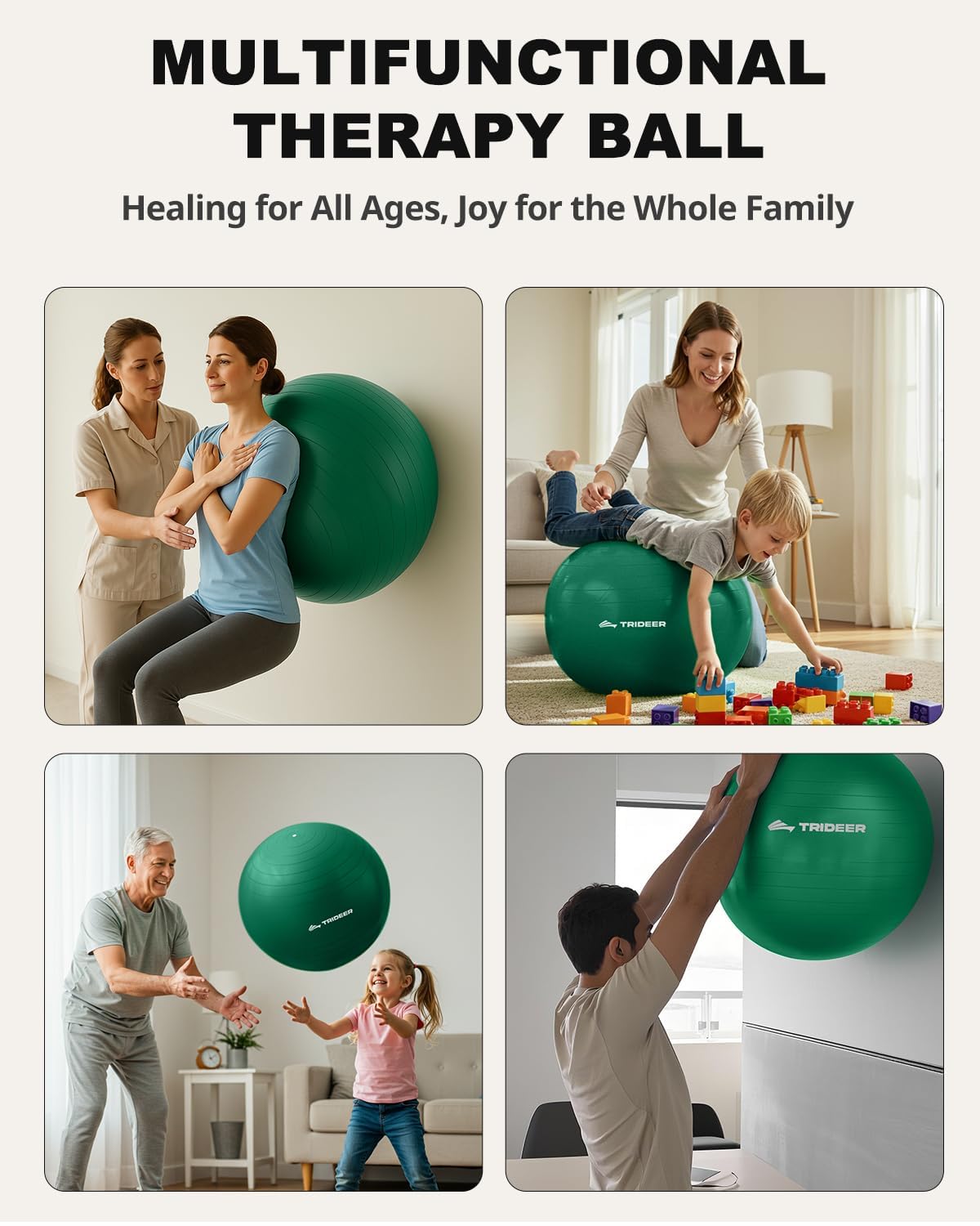 Trideer Exercise Ball for Physical Therapy & Workout - Swiss Ball for Core Strength, Flexibility & Balance