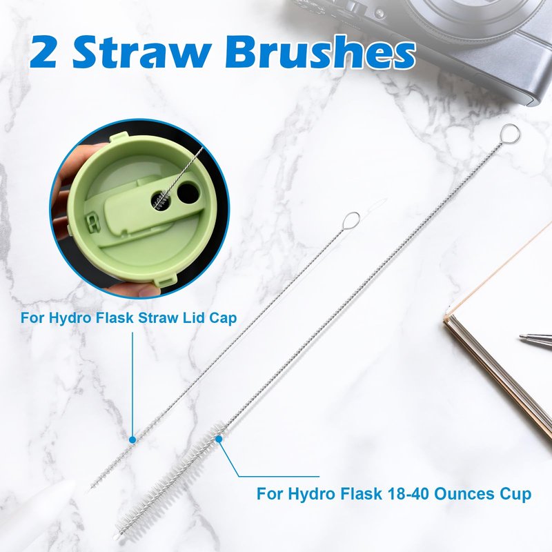Palksky Water Bottle Cleaner Brush Kit for Hydroflask, Wide Straw Lid Brushes and Long Handle Scrubbing Bottles Brush for Hydro Flask 16/24/32/40 oz Cups