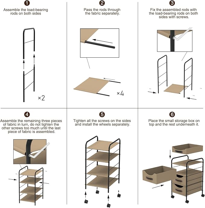DIMJ Closet Organizers and Storage 4 Tier - Fabric Clothes Drawer Storage Bins, Stackable Rolling Storage Cart with Wheel, Small Dresser for Closet Bedroom Nursery Office