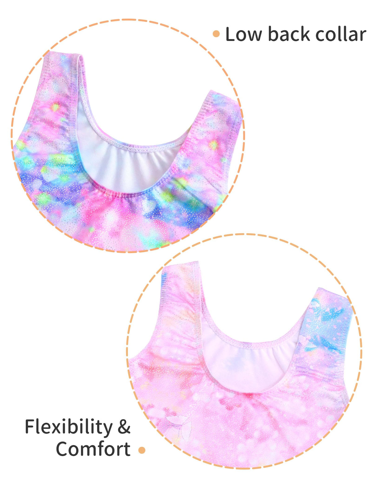 Nokecina Girls Gymnastics Leotards Size 5-6 Years Old Shiny Blue Pink Sleeveless Gym Outfits Biketards