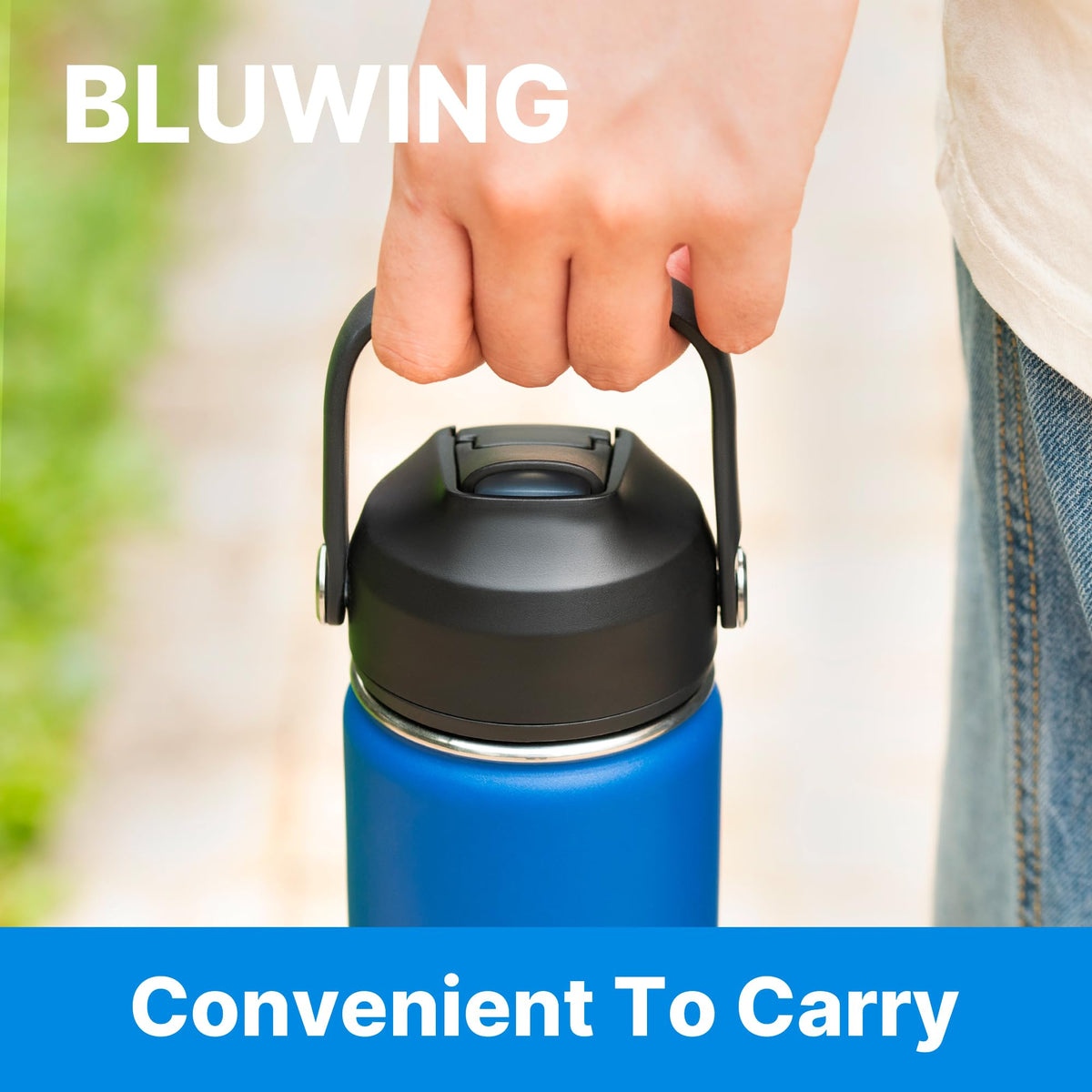 Bluwing Straw Lid for Hydro Flask 12-64oz Wide Mouth, Replacement Lids with Handle for Hydroflask, Thermoflask, koodee Wide Mouth Water Bottle, BPA Free