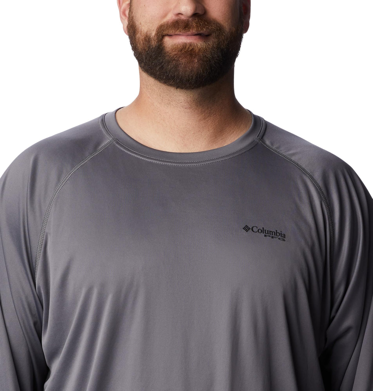 Columbia Men's PFG Terminal Tackle Long Sleeve Fishing Shirt, City Grey/Black Logo, 3X Tall