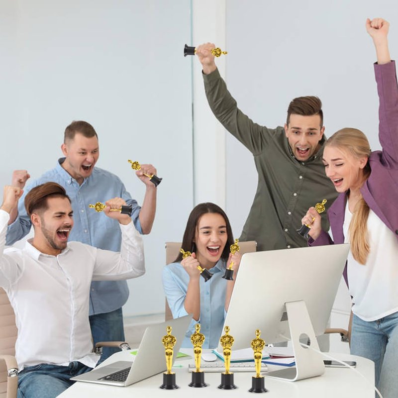 LOKIPA 12 Pack Gold Award Trophy, 6 Inch Award Statues Gold Award Statues for School Award, Game Prize, Party Prize and Appreciation Gift