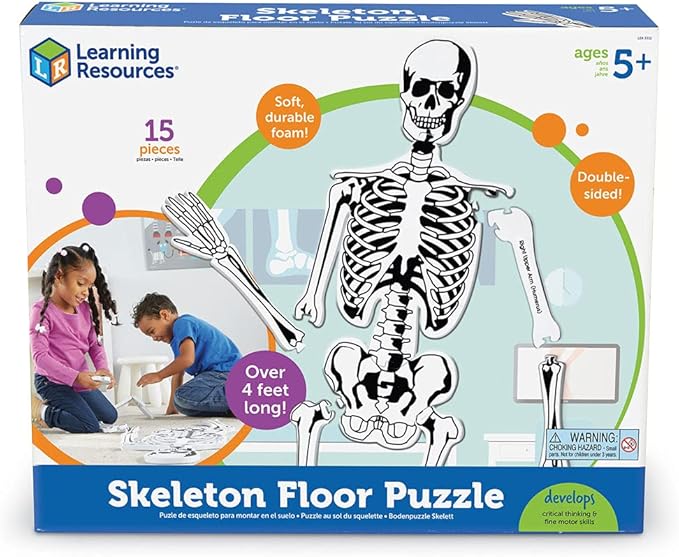 Learning Resources Skeleton Floor Puzzle - Science Classroom Must Haves, STEM Student Essentials, Practice Anatomy, Back to School Supplies for Teachers, Ages 3+